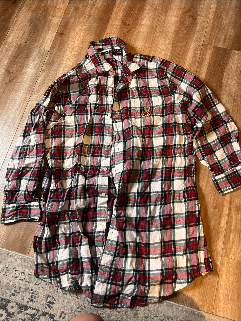 Ralph Lauren Red, Green and Cream Plaid Button-Down Shirt